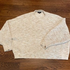 Like New J. Crew Cream, Beige, and White Shaker Knit Cotton Sweater (Size 3X)